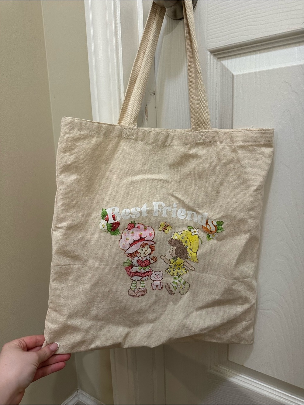 Canvas Strawberry Shortcake 'Best Friends' Tote Bag - Cream